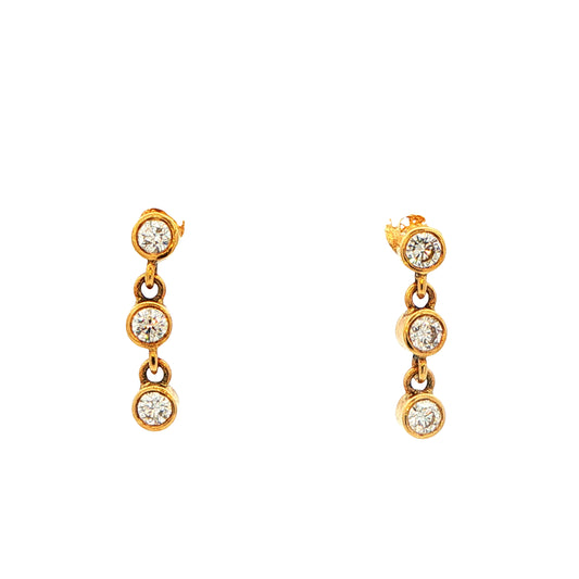 Rub-Over Diamond Set Drop Earrings