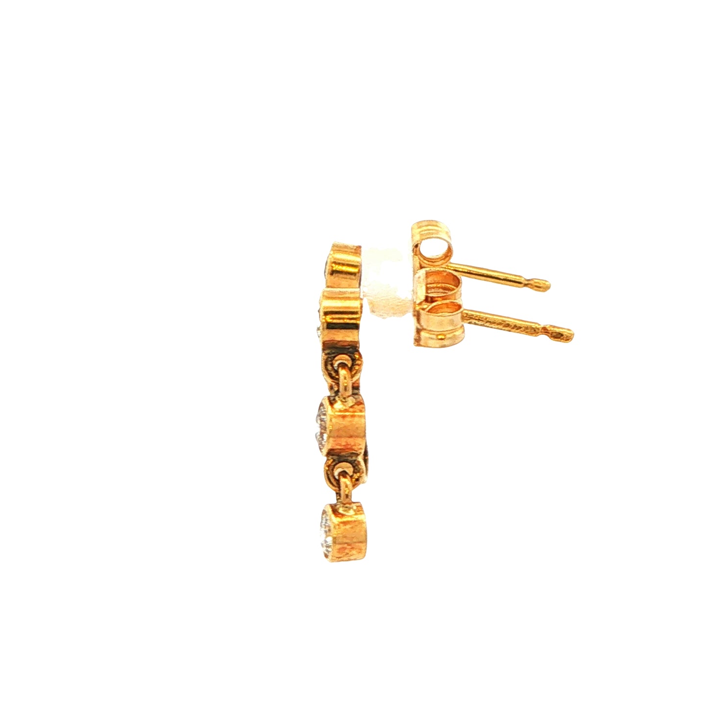 Rub-Over Diamond Set Drop Earrings
