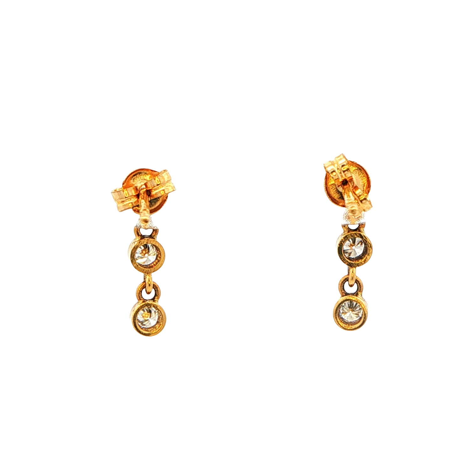Rub-Over Diamond Set Drop Earrings