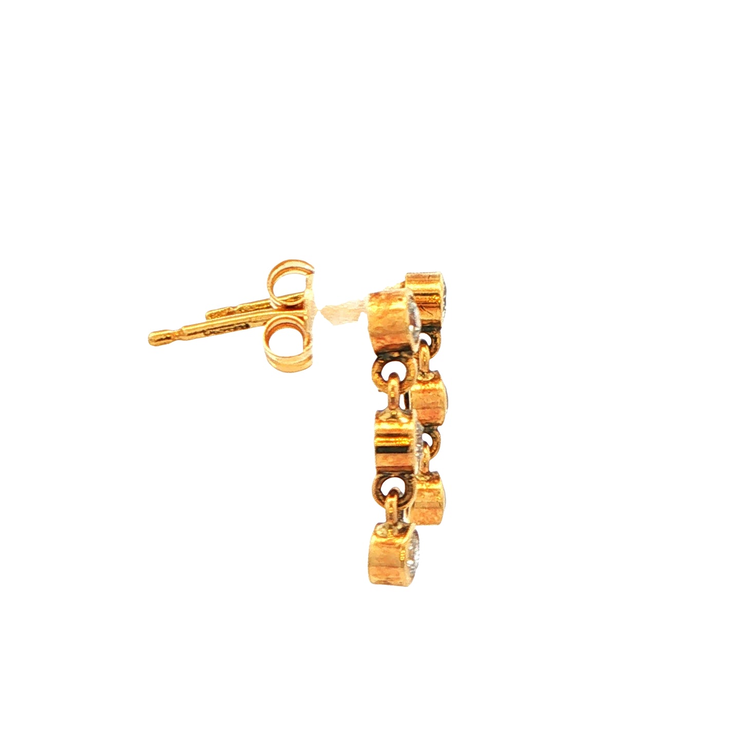 Rub-Over Diamond Set Drop Earrings