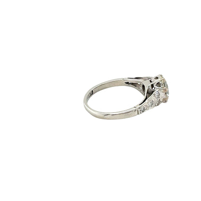 Round Brilliant Cut Diamond Solitaire with Diamond Set Shoulders Ring