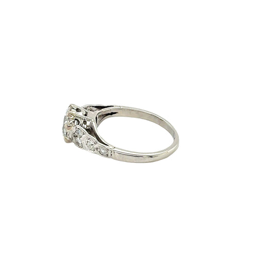 Round Brilliant Cut Diamond Solitaire with Diamond Set Shoulders Ring