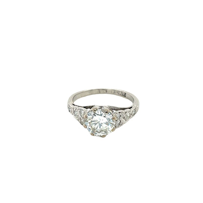 Round Brilliant Cut Diamond Solitaire with Diamond Set Shoulders Ring