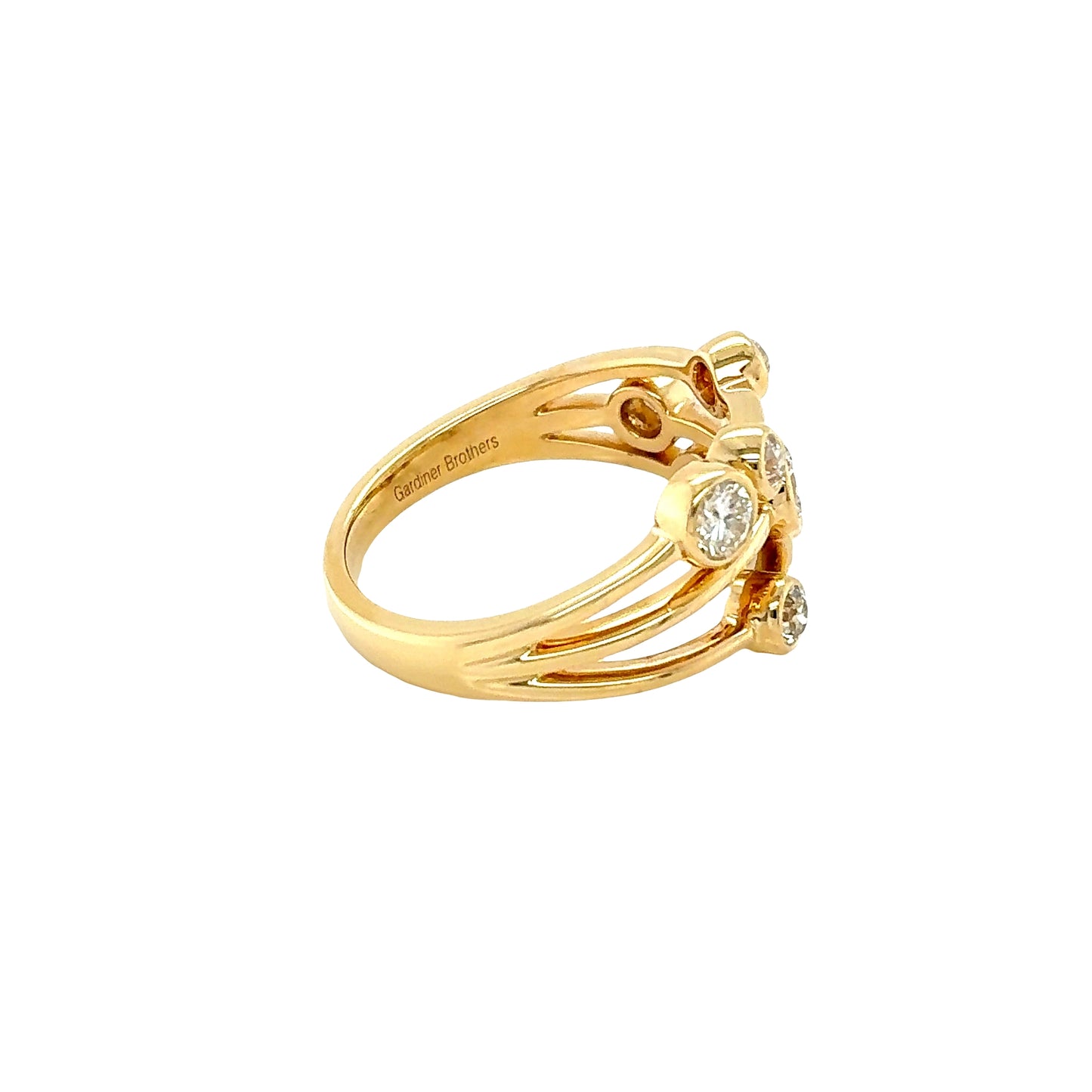 18ct Yellow Gold Bubble Style Ring with 8 Round Diamonds