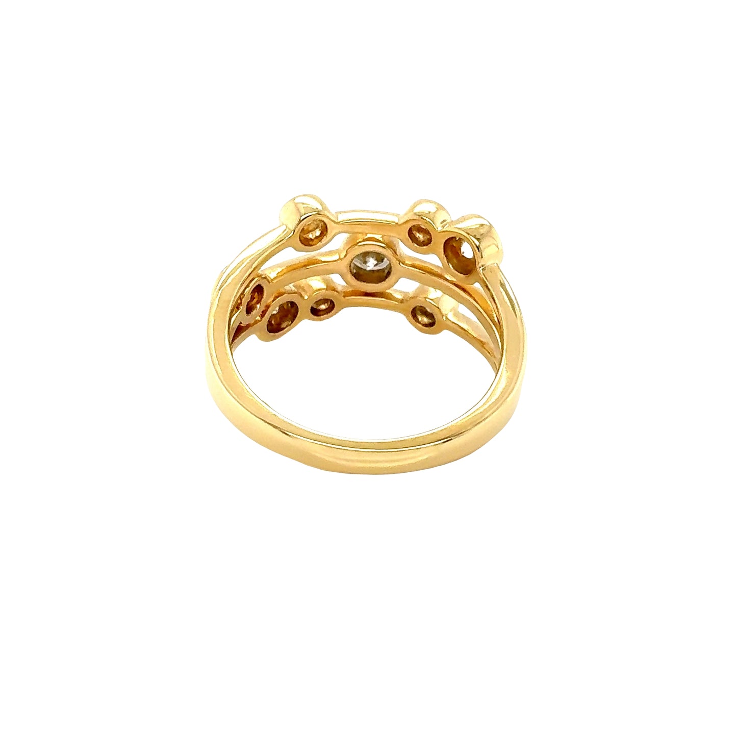 18ct Yellow Gold Bubble Style Ring with 8 Round Diamonds
