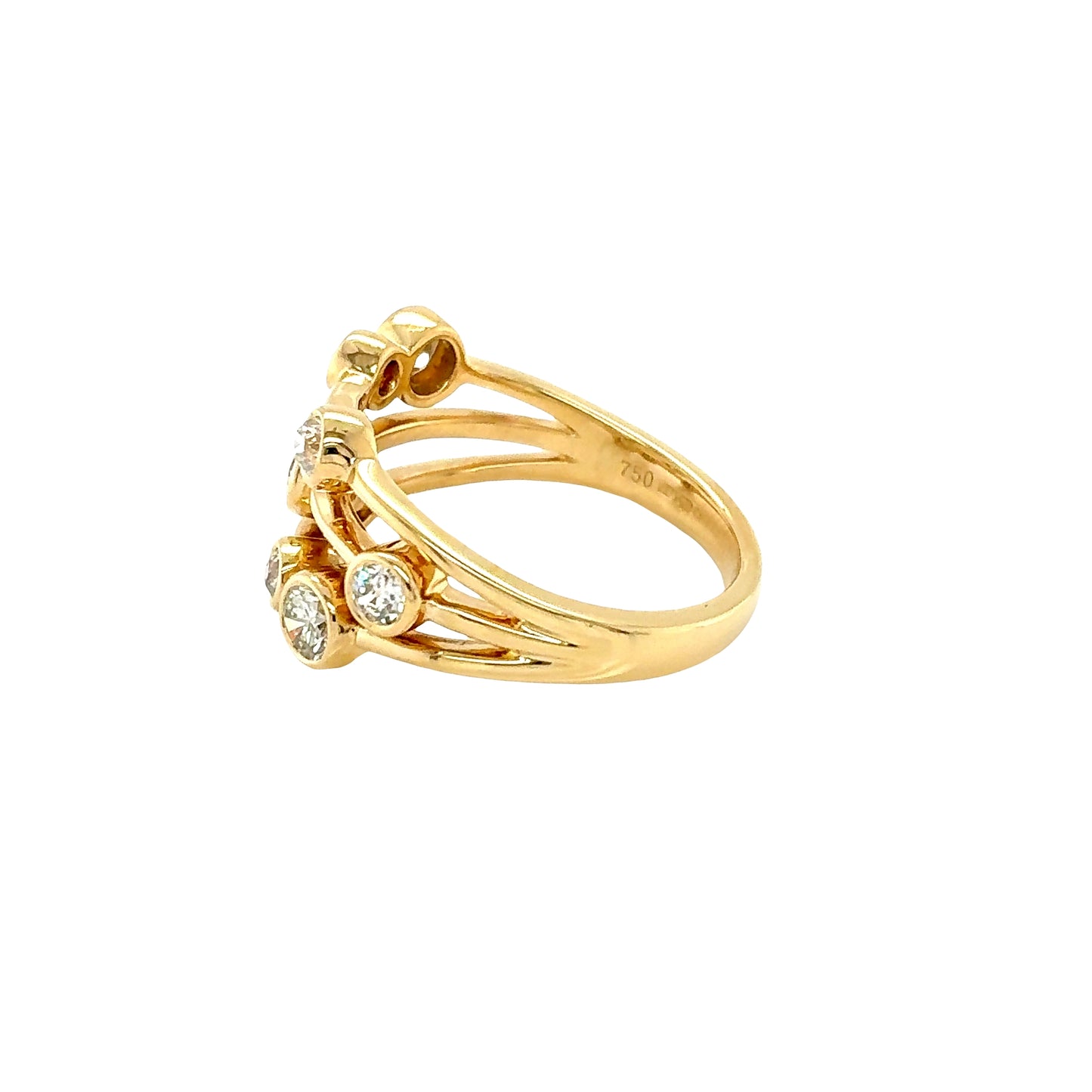 18ct Yellow Gold Bubble Style Ring with 8 Round Diamonds