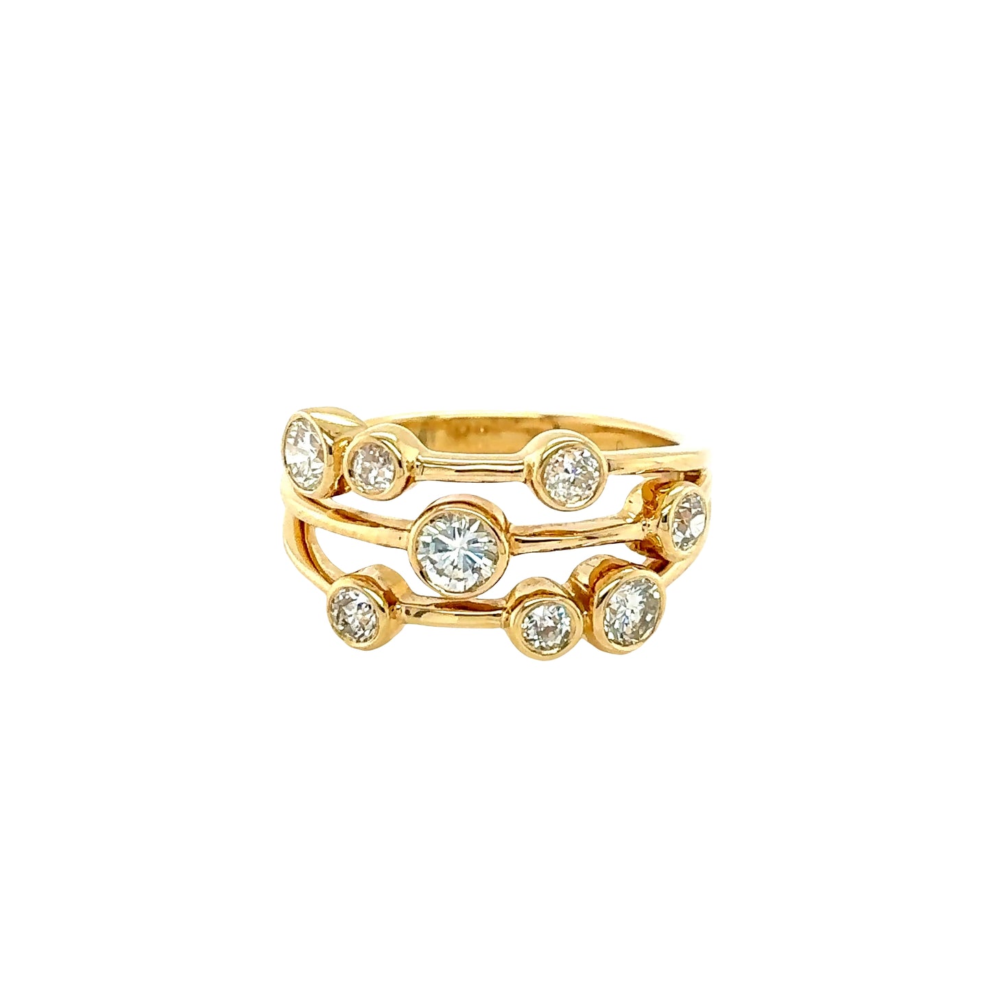 18ct Yellow Gold Bubble Style Ring with 8 Round Diamonds