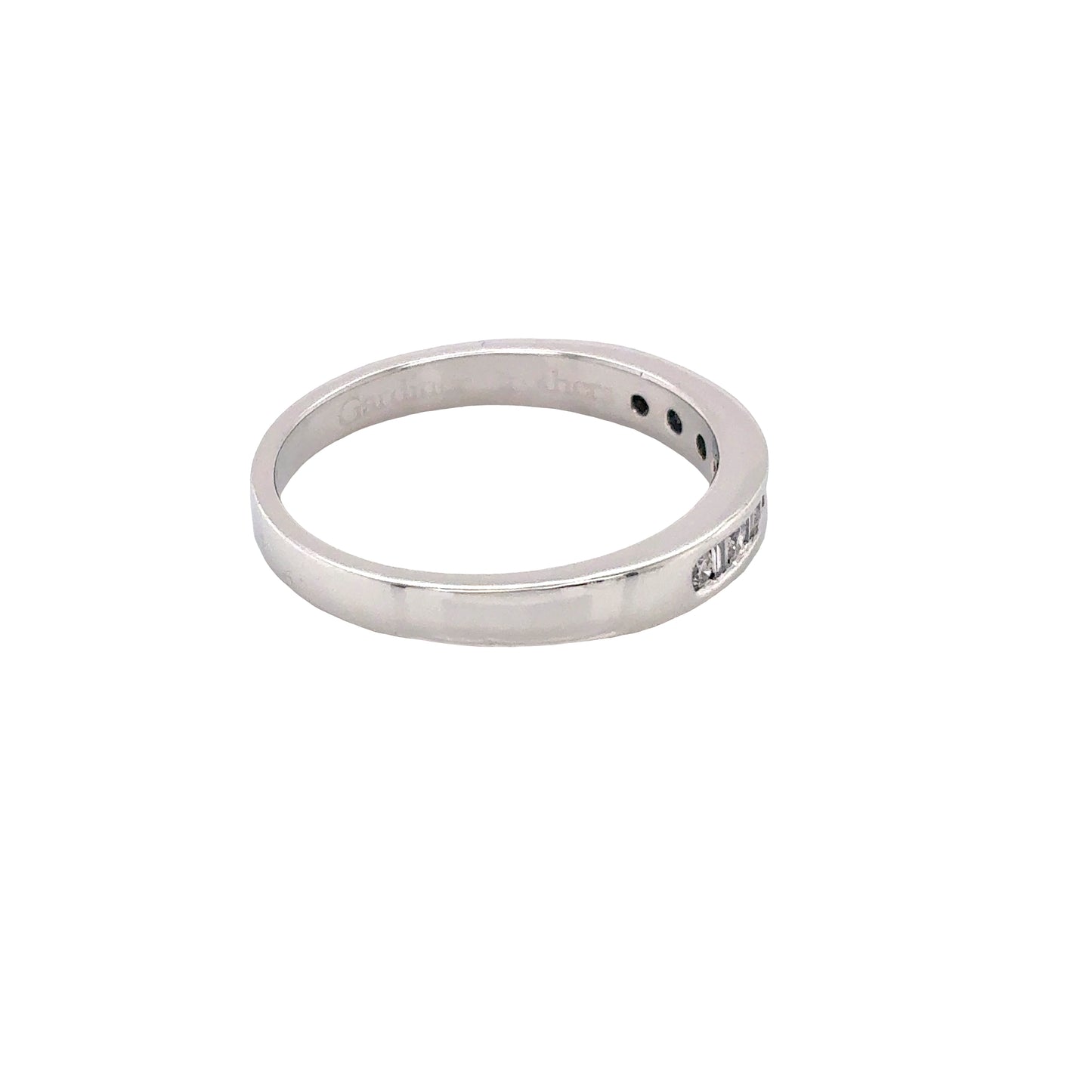 Round Brilliant Cut and Baguette Cut Diamond Channel Set Ring