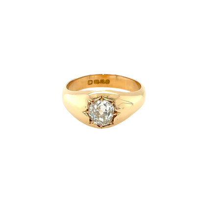 18ct Yellow Gold, Old Cut Diamond Signet Ring - 8.1 grams