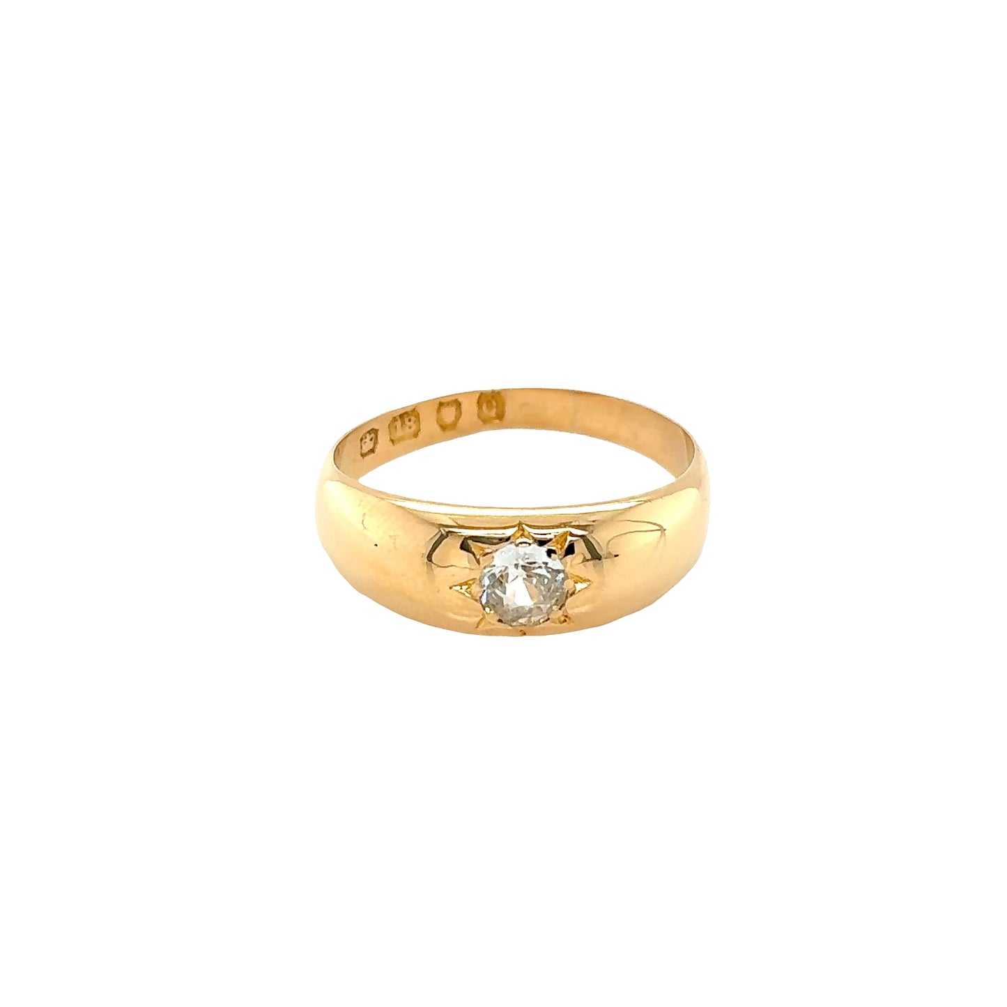 18ct Yellow Gold, Old Cut Diamond Signet Ring - 4.8 grams