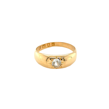 18ct Yellow Gold, Old Cut Diamond Signet Ring - 4.8 grams
