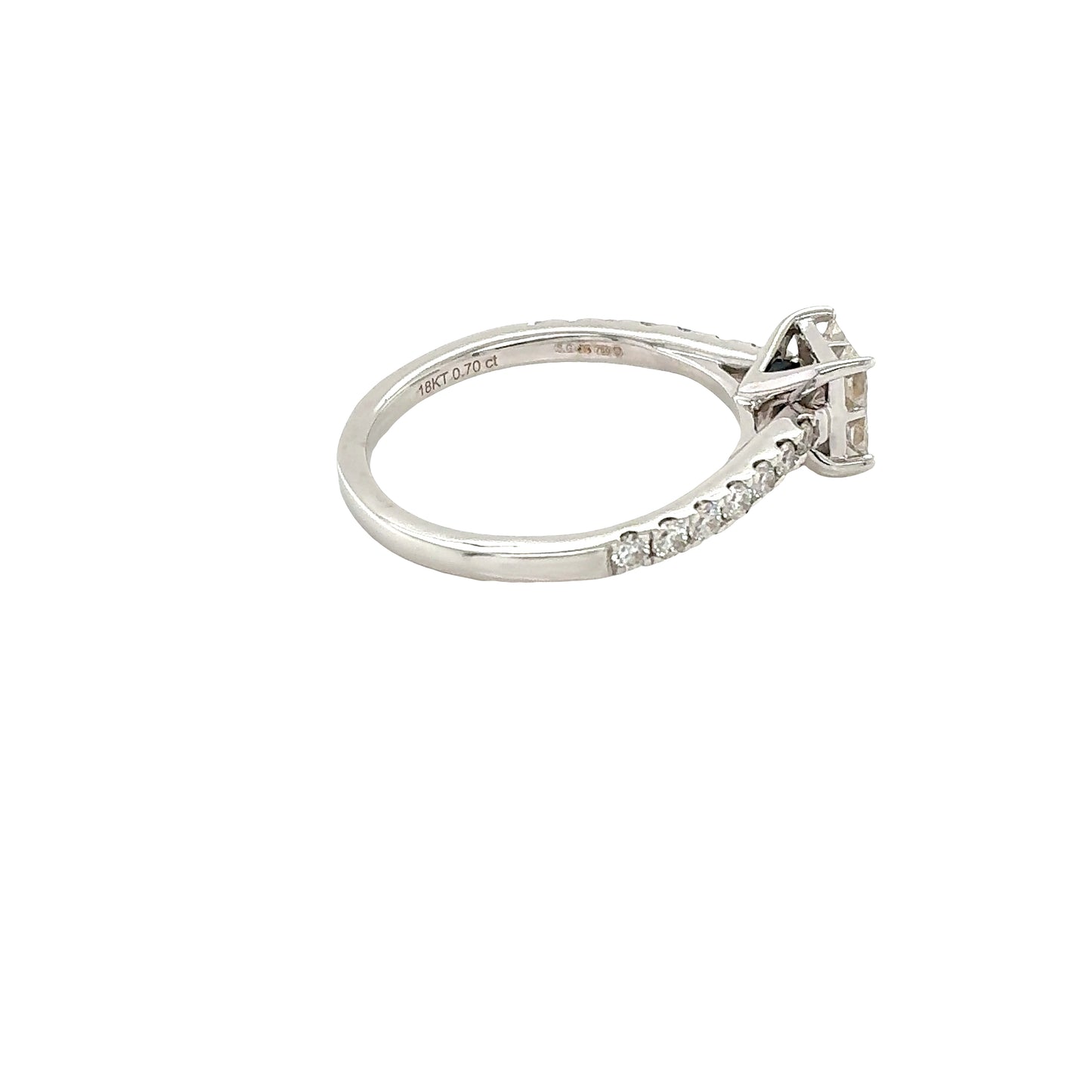 18ct White Gold, Princess Cut Diamond Cluster with Diamond set shoulders