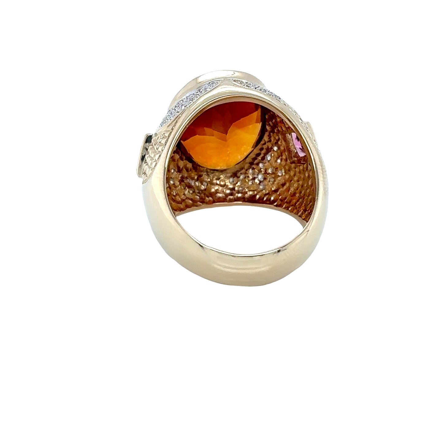 Amber, Pink Tourmaline and Diamond Signet Ring