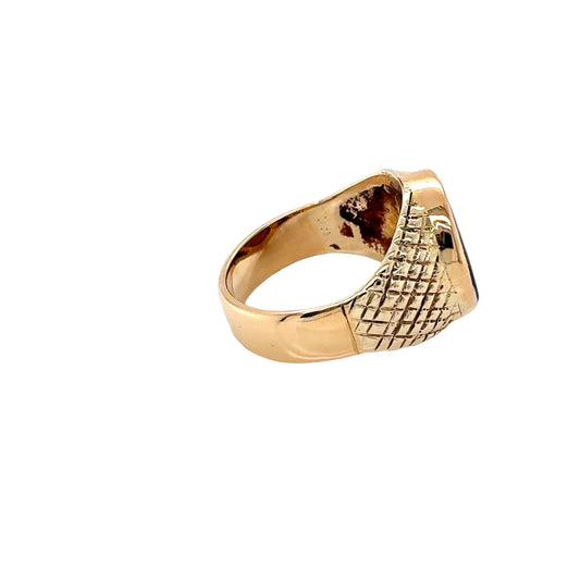 Blue Oval Opal Signet Ring