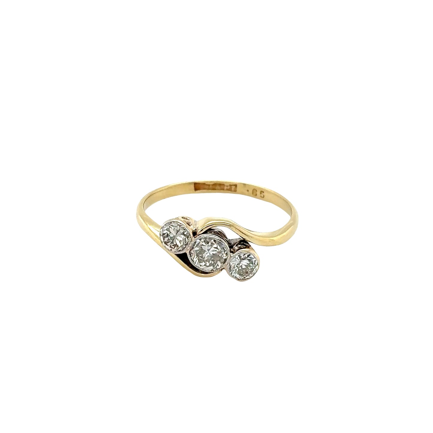 Round Brilliant Cut Diamond 3 Stone Twist Ring