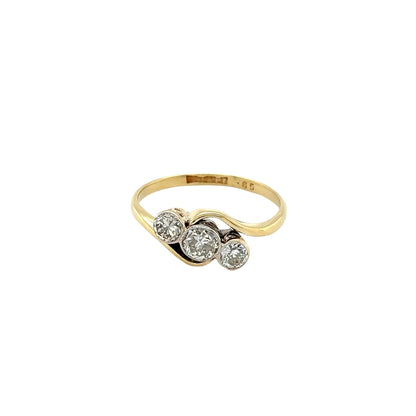 Round Brilliant Cut Diamond 3 Stone Twist Ring