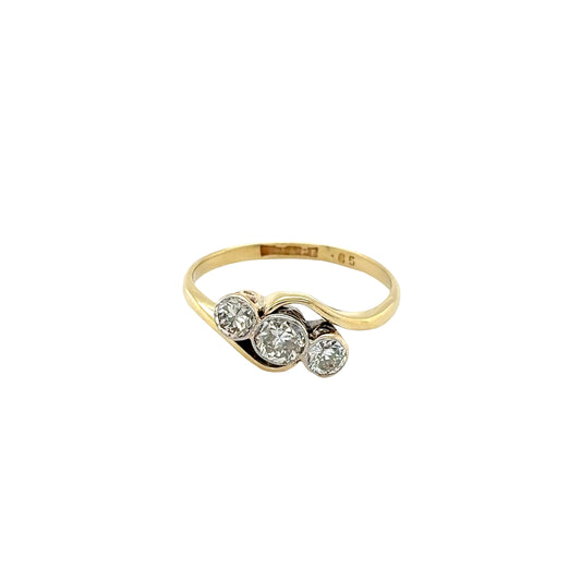 Round Brilliant Cut Diamond 3 Stone Twist Ring