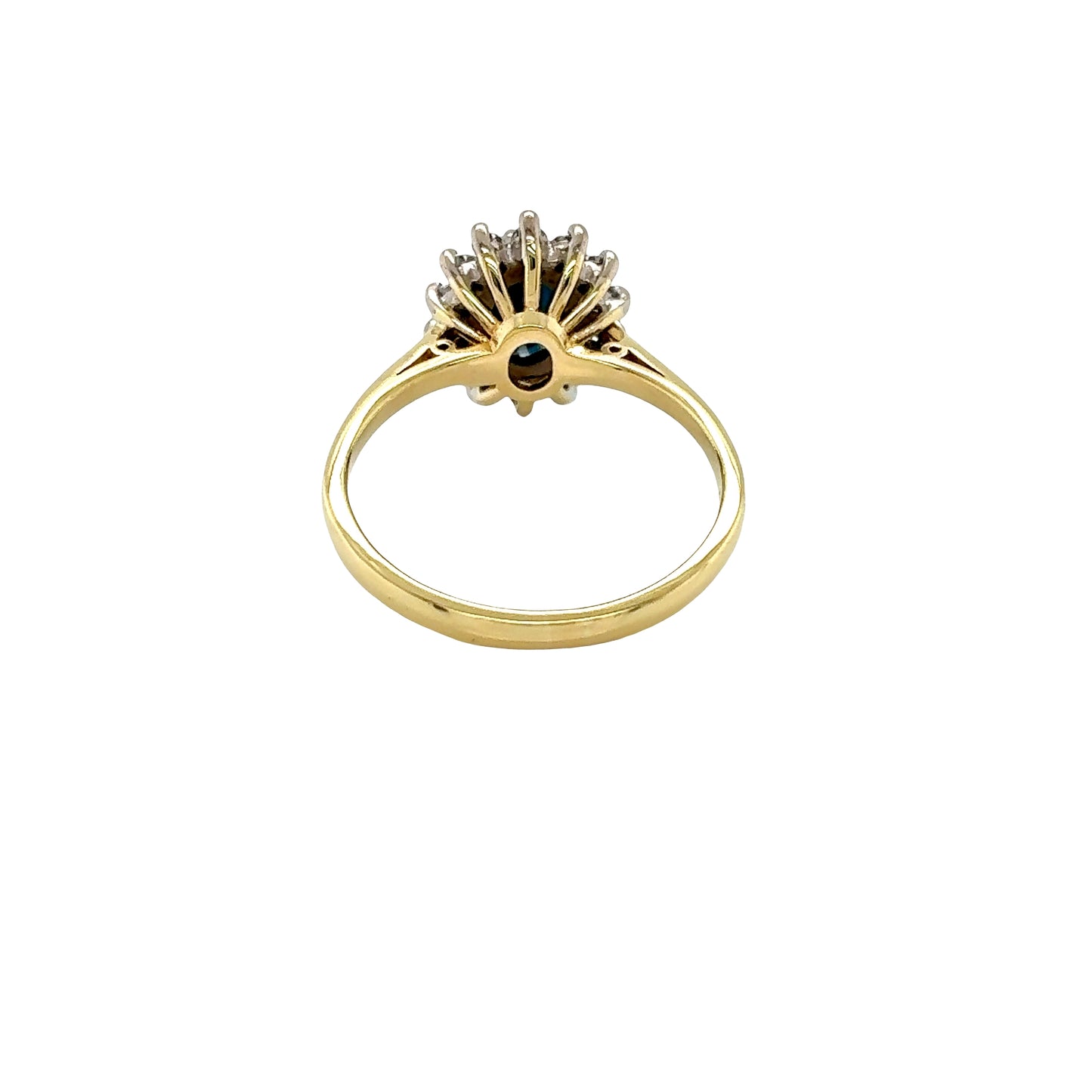 Oval shaped Sapphire and Diamond Cluster Ring