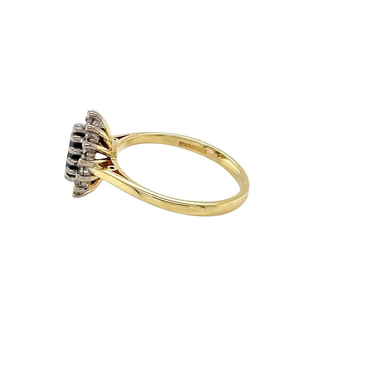 Oval shaped Sapphire and Diamond Cluster Ring