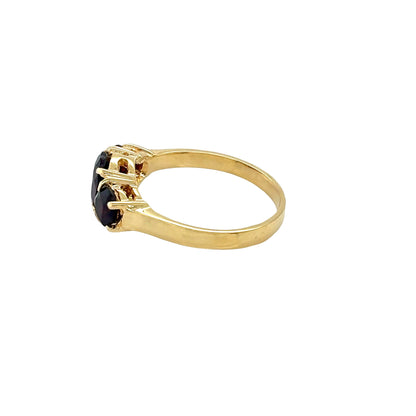 18ct Yellow Gold, Garnet 3 Stone Ring