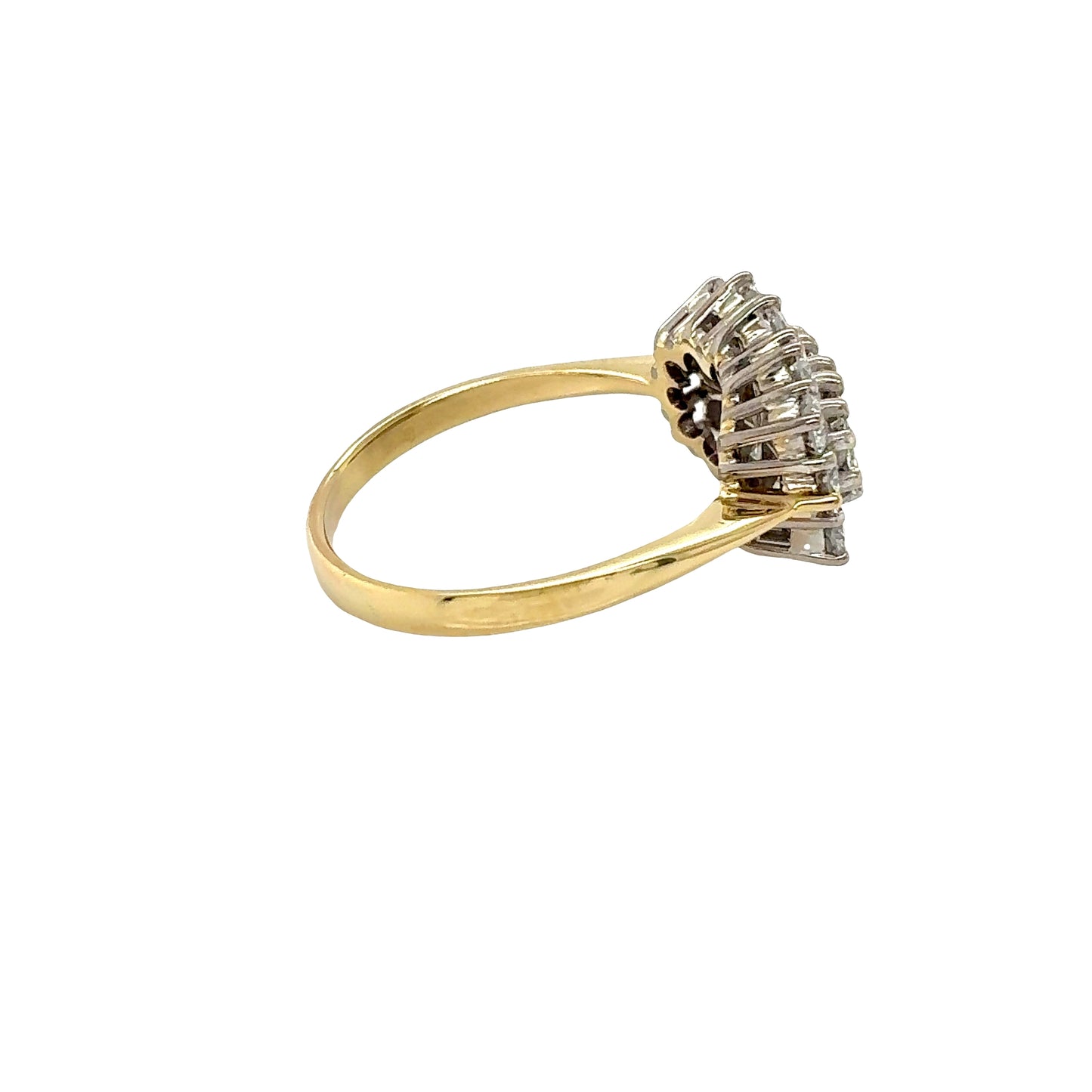 Asscher and Round Brilliant Cut Diamond Cluster Ring