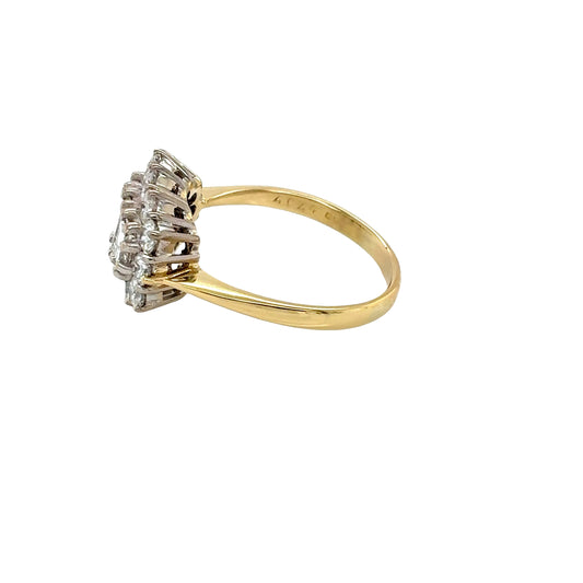 Asscher and Round Brilliant Cut Diamond Cluster Ring