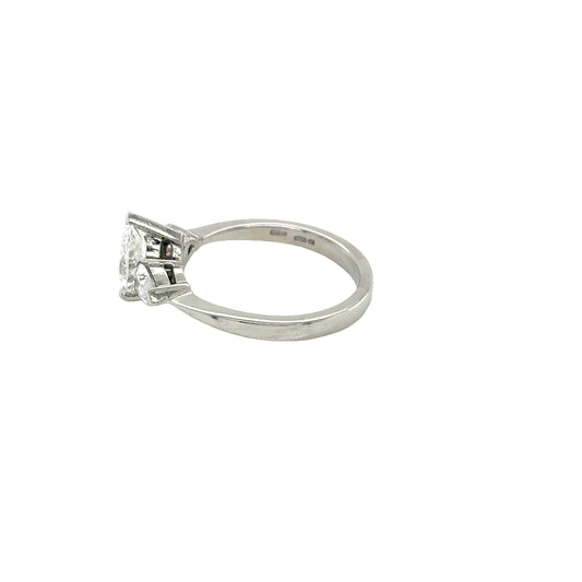 Platinum, Pear Cut Diamond 3 Stone Ring