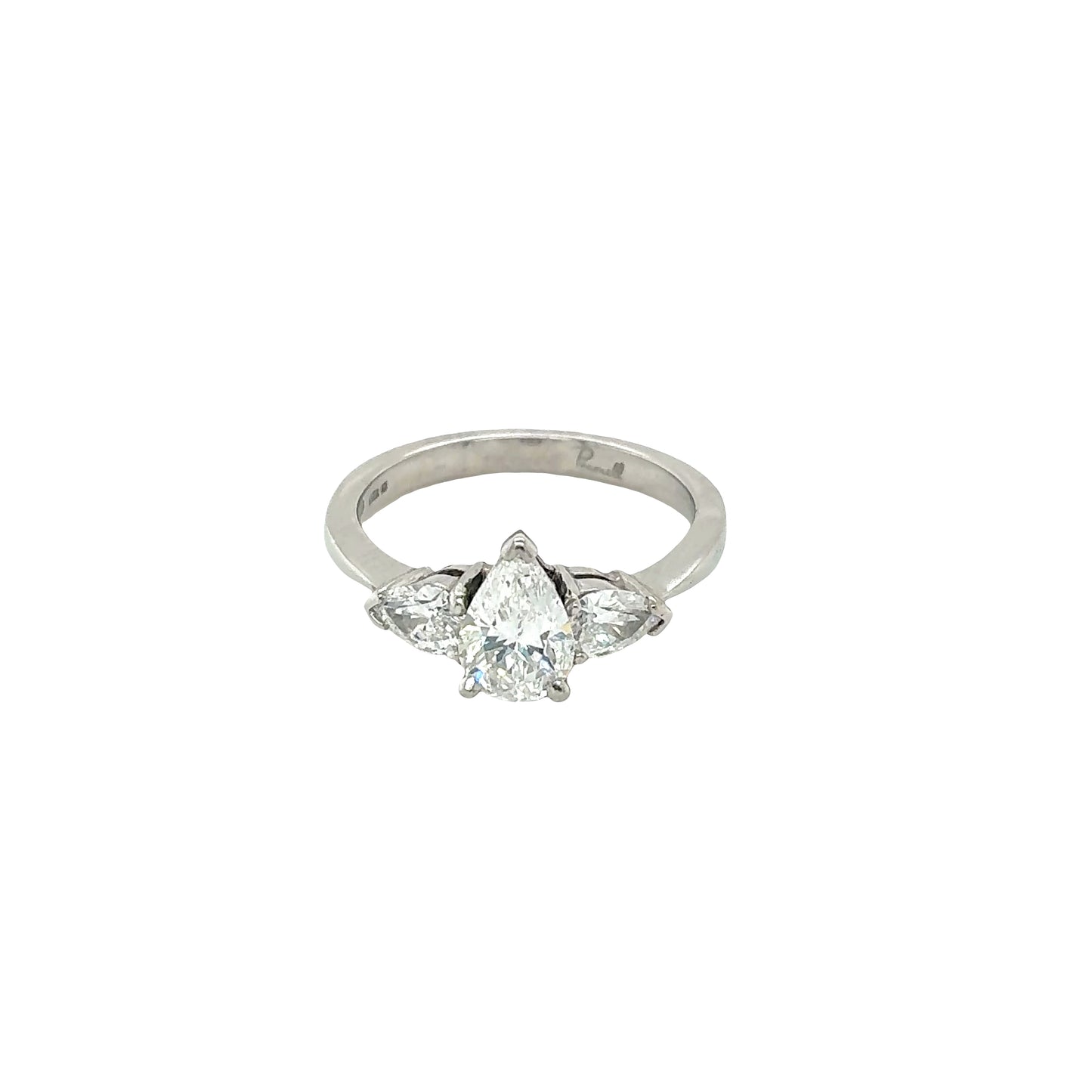 Platinum, Pear Cut Diamond 3 Stone Ring
