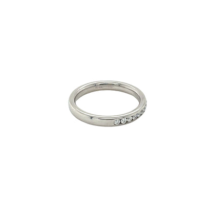 Platinum, 15 Round Brilliant Cut Diamond Channel Set Ring