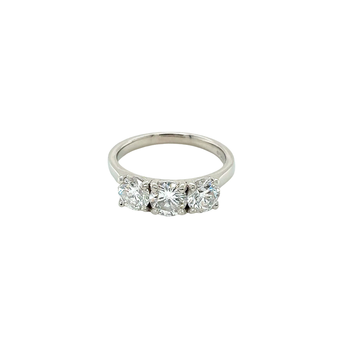 Platinum, Round Brilliant Cut Diamond 3 Stone Ring