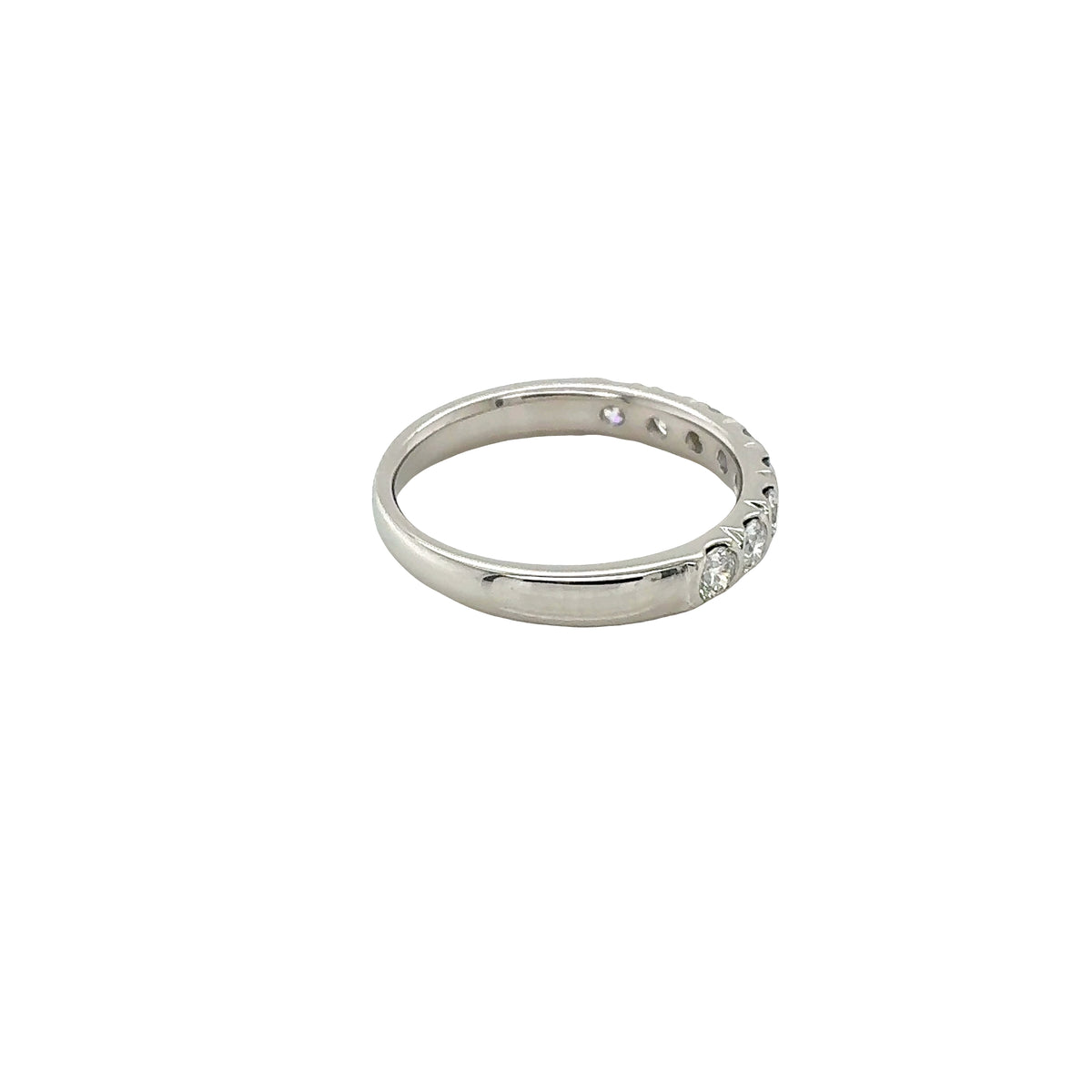 Platinum, Round Brilliant Cut Diamond Ring with half rub-over setting