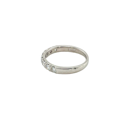 Platinum, Round Brilliant Cut Diamond Ring with half rub-over setting