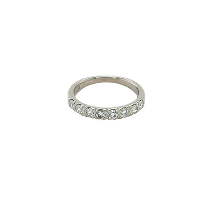 Platinum, Round Brilliant Cut Diamond Ring with half rub-over setting