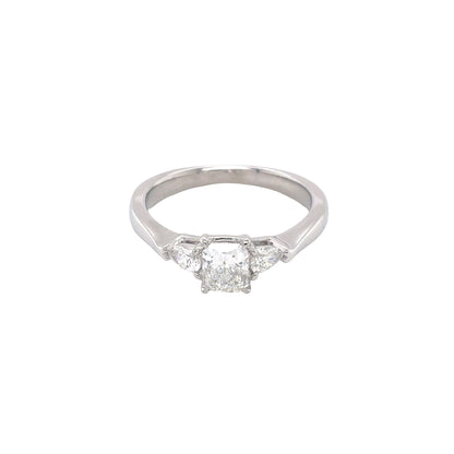 Platinum, Radiant and Pear Cut Diamond 3 Stone Ring