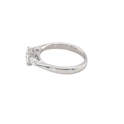 Platinum, Radiant and Pear Cut Diamond 3 Stone Ring