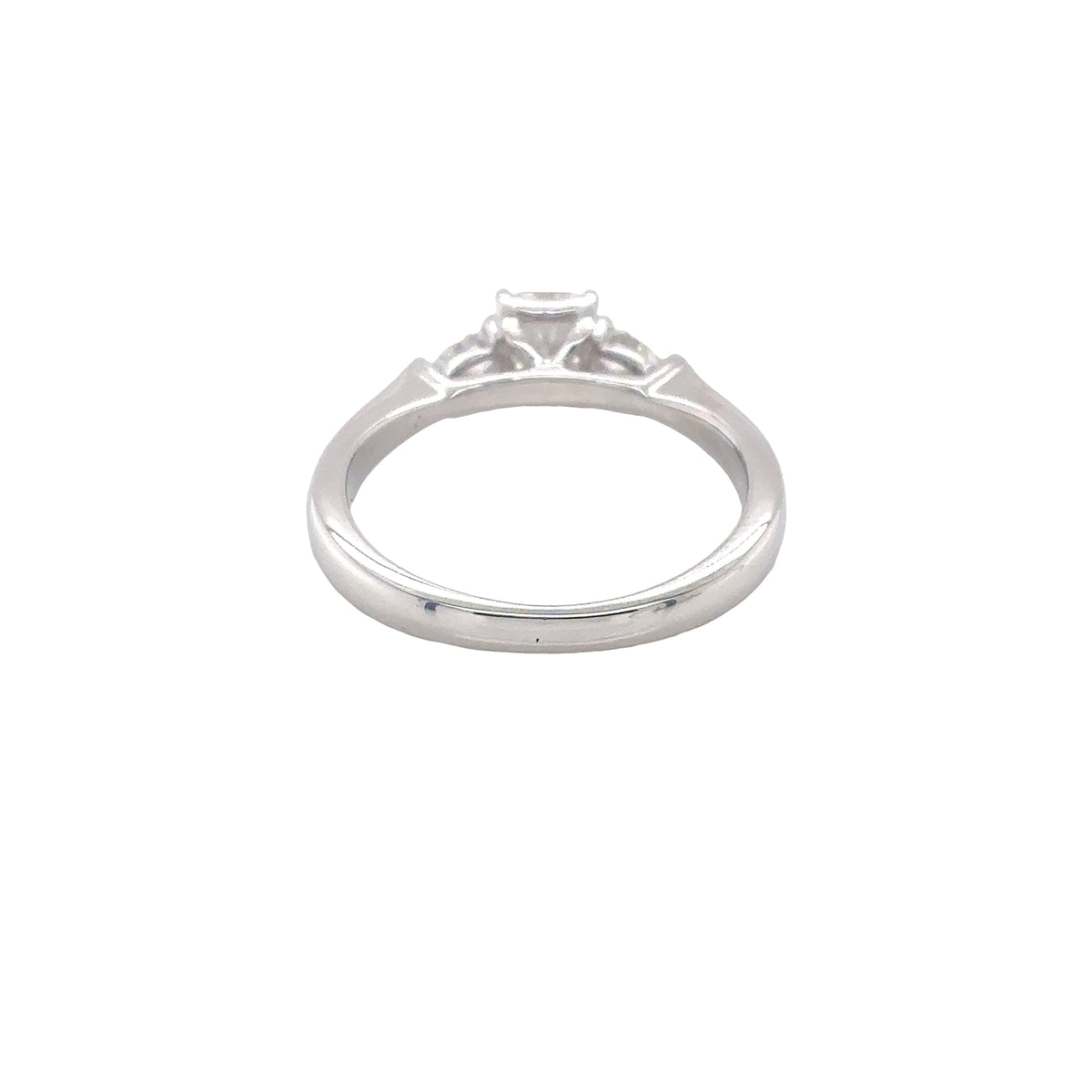 Platinum, Radiant and Pear Cut Diamond 3 Stone Ring
