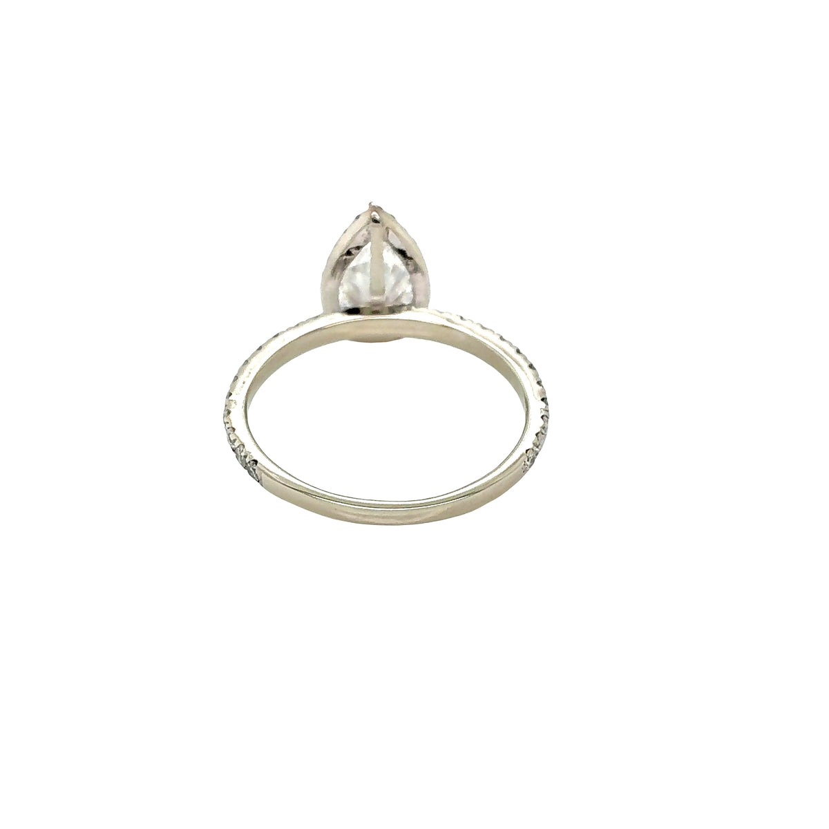 18ct White Gold, Pear Cut Diamond with Halo and Diamond Set Shoulders