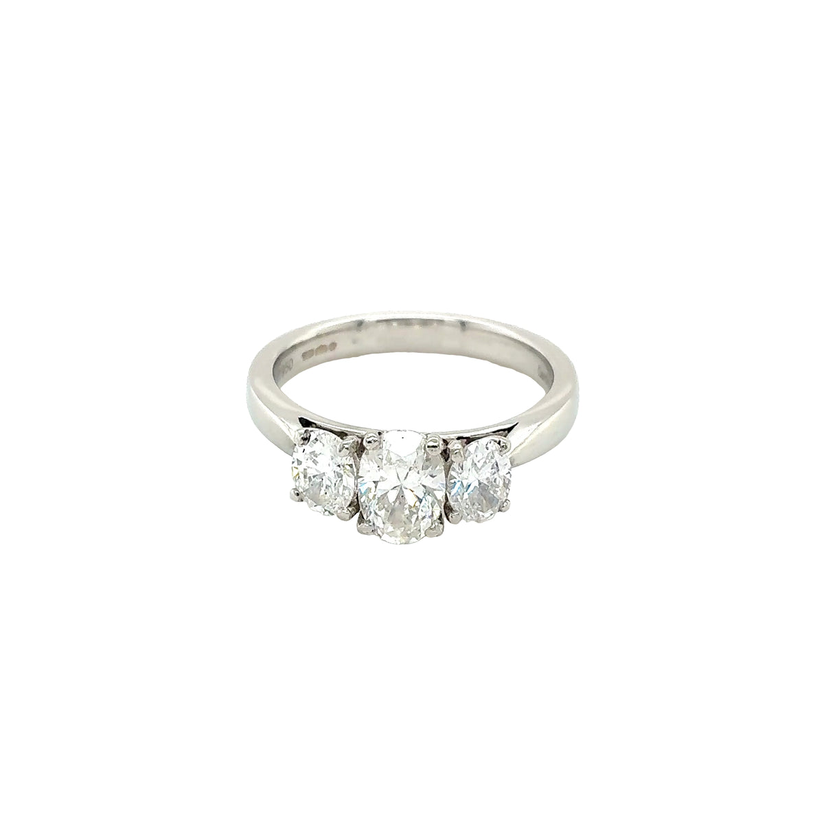 Platinum, Oval Cut Diamond 3 Stone Ring