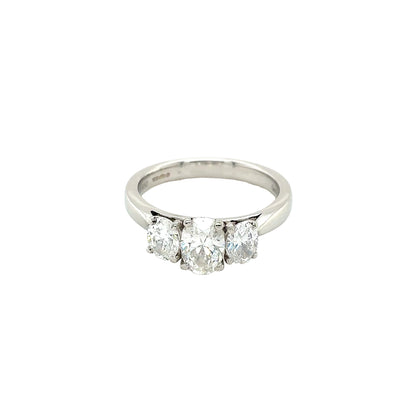 Platinum, Oval Cut Diamond 3 Stone Ring