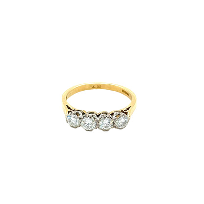 18ct Yellow Gold, Round Brilliant Cut Diamonds, 4 Stone Ring