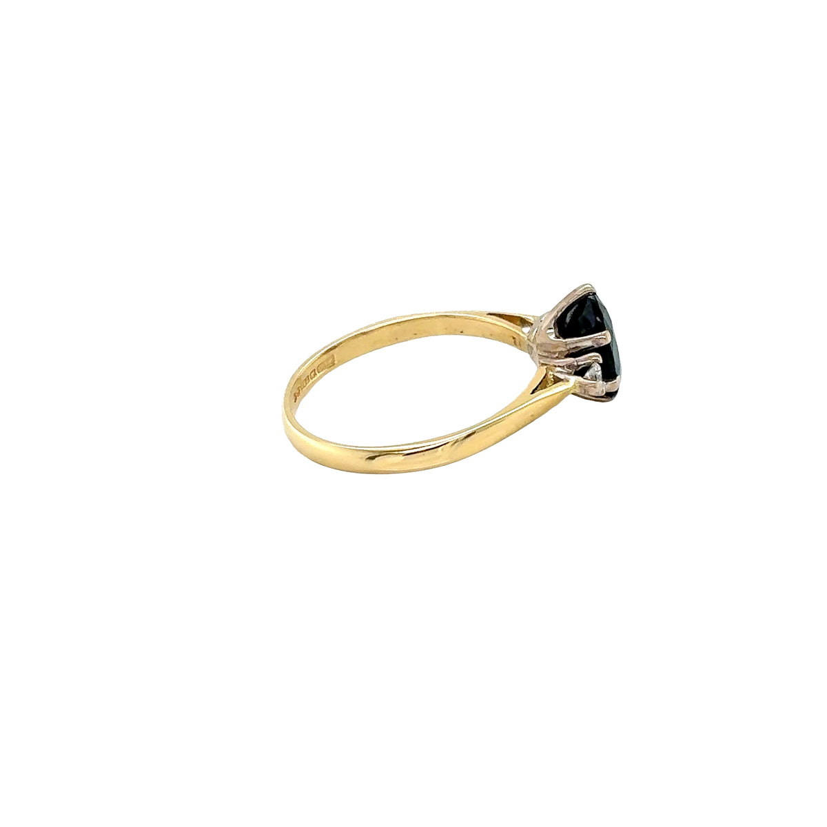 18ct Yellow Gold, Oval Sapphire and Diamond, 3 Stone Ring