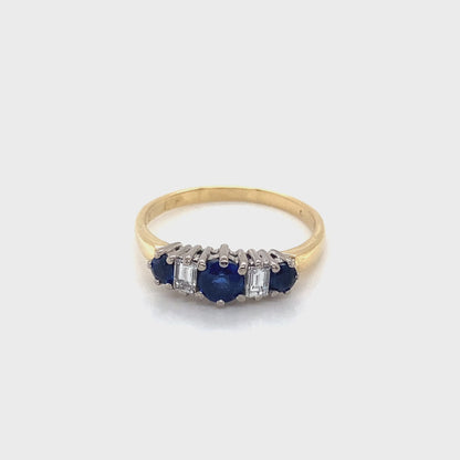 Sapphire and Diamond 5 Stone Ring