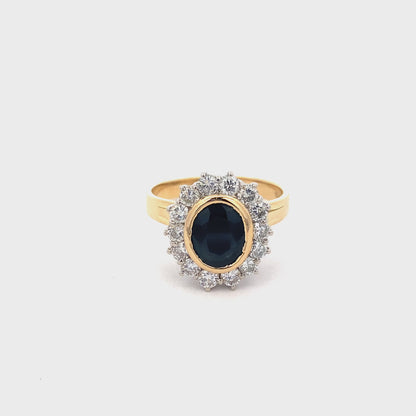 Oval Shaped Sapphire with Diamond Halo