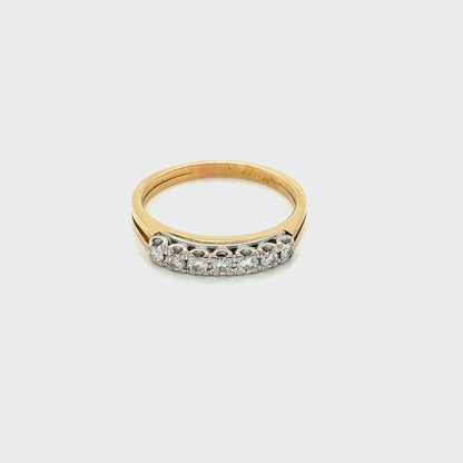 18ct Yellow Gold, Round Brilliant Cut Diamonds, 7 Stone Ring