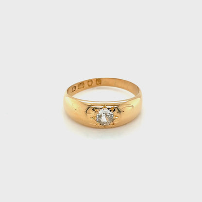 18ct Yellow Gold, Old Cut Diamond Signet Ring - 4.8 grams