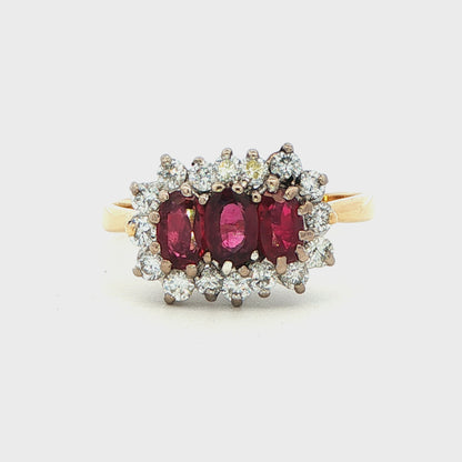Ruby and Diamond Cluster Style Ring