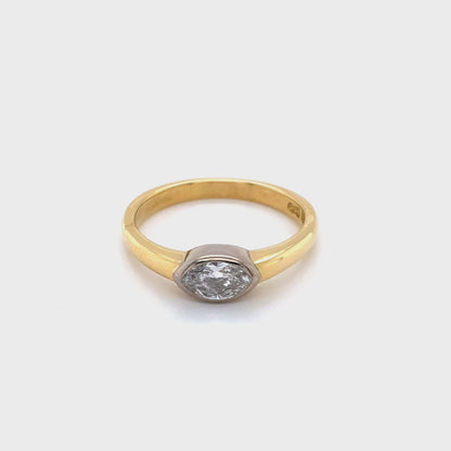 Marquise Cut Diamond Solitairein rub-over setting