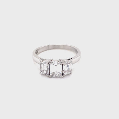 Emerald Cut 3 Stone Diamond Ring