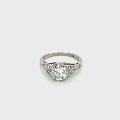 Round Brilliant Cut Diamond Solitaire with Diamond Set Shoulders Ring