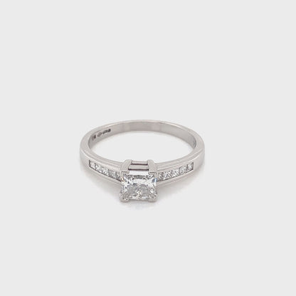 Princess Cut Diamond Solitaire with Princess Cut Diamond Set Shoulders